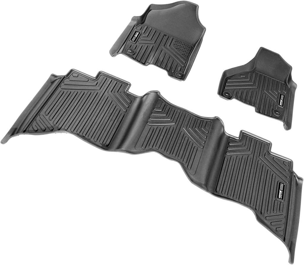VEVOR Automotive Floor Mats, Fits for Dodge Ram 1500/2500/3500, Crew cab only 1500 Classic 2013-2018/2019-2022, 3 pcs Front, 2nd Row Liners, All Weather Custom Fit TPE Vehicle Mats for Trucks, Black