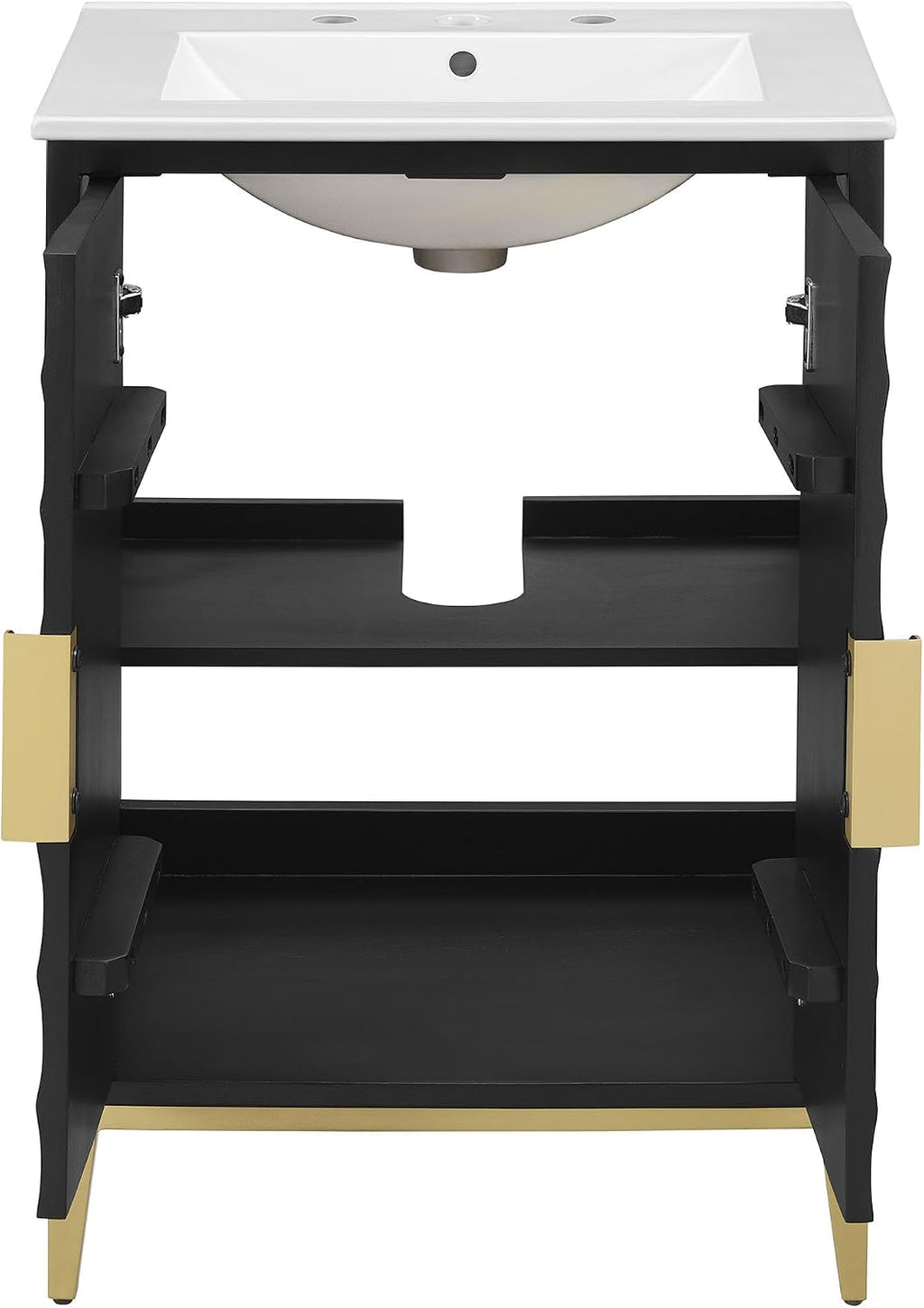 Modway Beau 24 Inch Wood Bathroom Vanity Cabinet in White Black