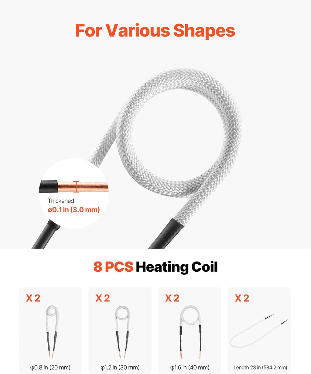 VEVOR Induction Heater Bolt Removal, 1500W 110V Magnetic Induction Heater Kit, Handheld Nut Buster Tool, Mini Heating Machine for Rusty Screw Removing, Car Garage Repairing Tools with 8 Coil and Box