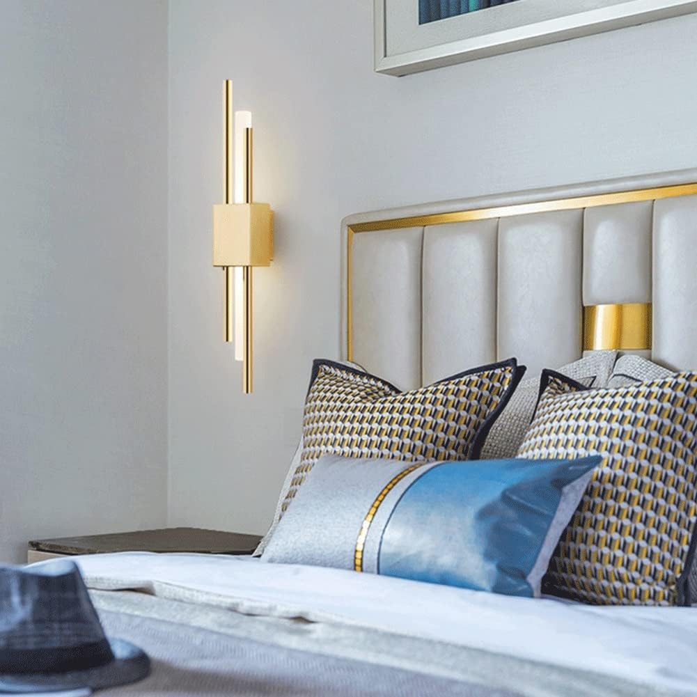 Wall Sconces Nordic Wrought Iron Wall Sconce Modern Minimalist Art Wall Light Wall Mounted Lighting Fixture for Bedroom Bathroom Villa Balcony Decoration Modern Wall Light Fixture(Warm Light,S-Gold)