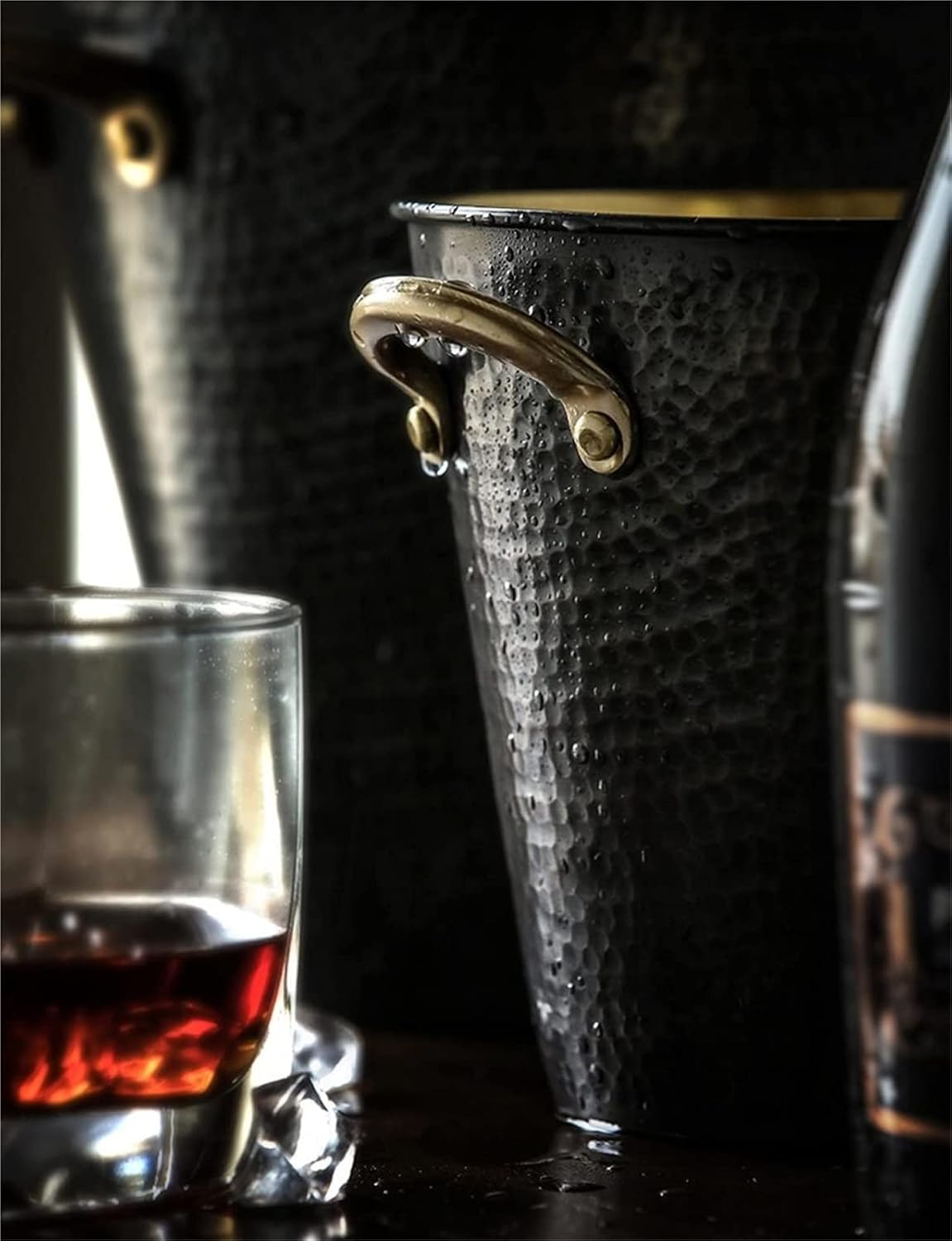 ice bucket, Ice Bucket Champagne Bucket Wine Bucket Simple Ice Bucket Copper Red Wine Insulation Storage Cold Drink Bucket For Bar Ktv Ice Tub Cooler Bucket (Color : Black, Size : 14.5 * 15cm)