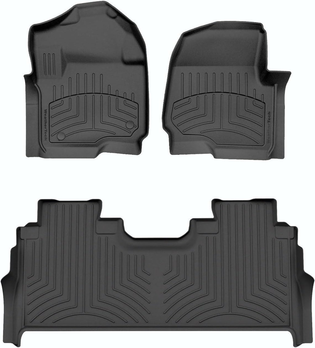 WeatherTech FloorLiner HP Custom Fit Floor Mats for Ford Super Duty - 1st & 2nd Row (441012-1-6IM), Black