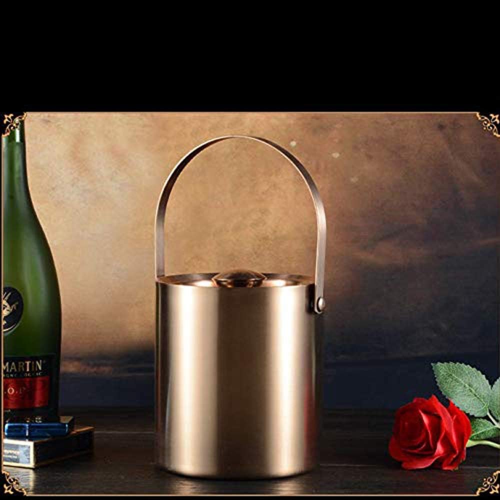 Ice Bucket Insulated Stainless Steel Double Wall Ice Bucket with Lid with Stainless Steel Ice Tong Much Bigger Capacity Wine Cooler -2L