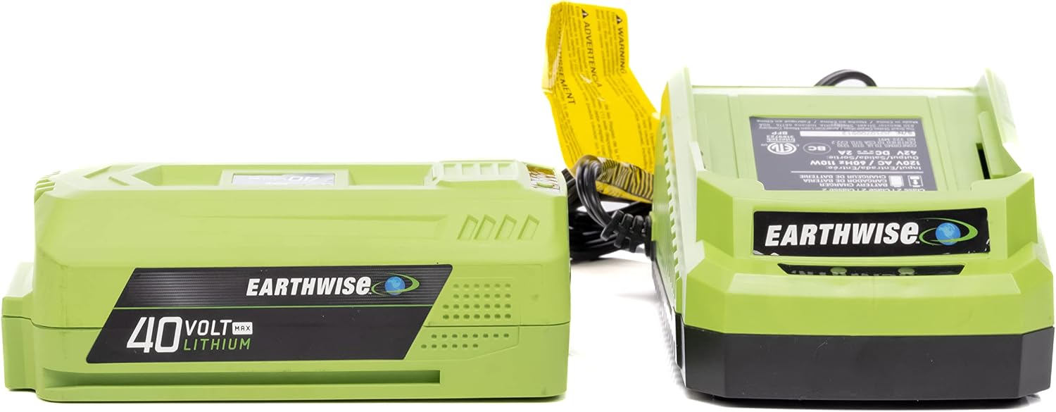Earthwise Power Tools by ALM TC70040EW 11-Inch 40-Volt Lithium-Ion Cordless Electric Tiller/Cultivator, 4Ah Battery & Charger Included, Green