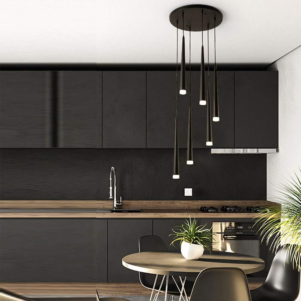 LED Modern Spiral Ceiling Light,Fixture Wrought Iron s,Flush Mount During Lighting,Long Barrel Conical,for Dining Room Bathroom Bedroom Living Room,Rotate The -Black Warm Light 6