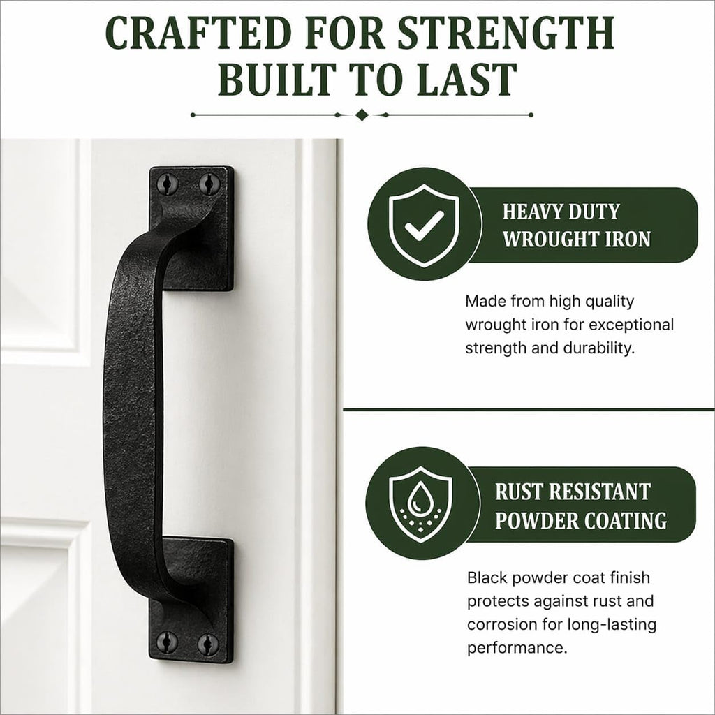 Renovators Supply Manufacturing Black Wrought Iron Cup Bin Pull Cabinet Drawer Handle 6', Pack of 12