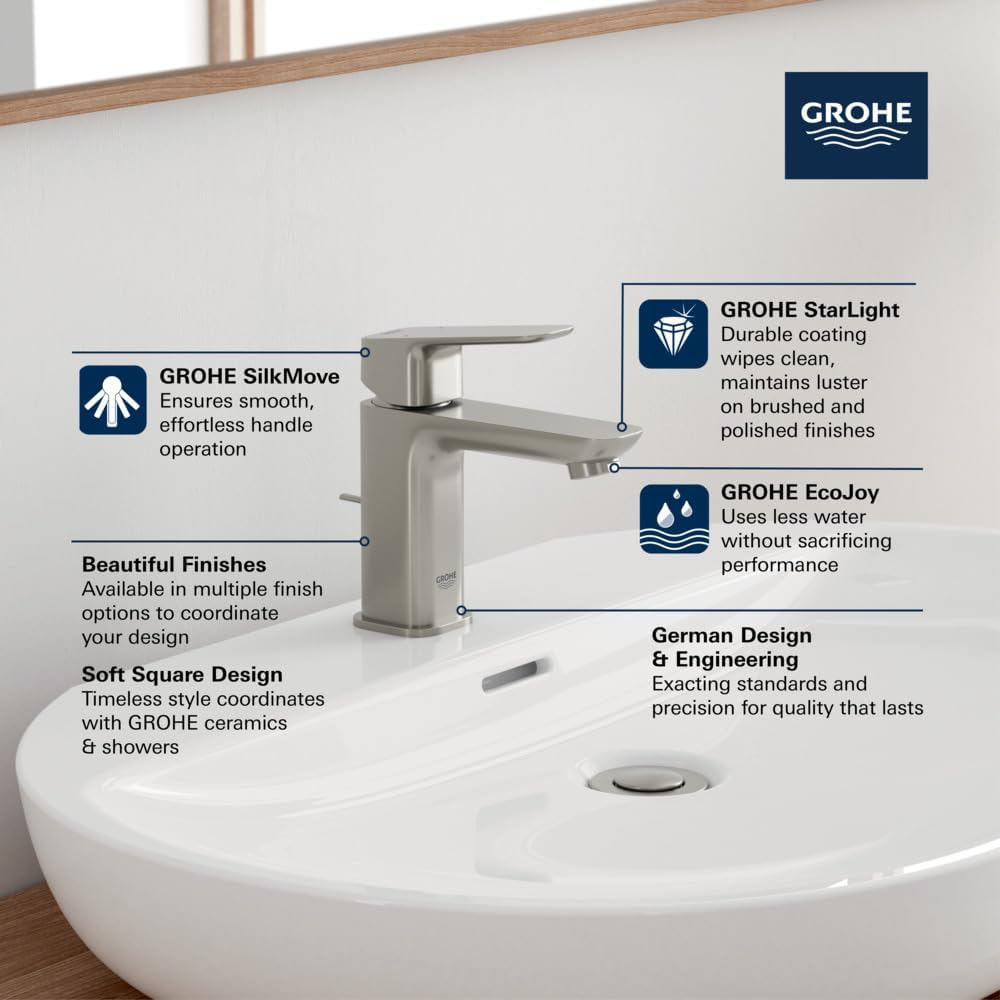Grohe 1018982430 Cubeo Single Hole Single Handle S-Size Bathroom Faucet, 1.2 GPM, Matte Black