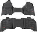 Rough Country Sure-Fit Floor Mats for Ram 2500/3500 (2019-2024) Crew Cab with Front Bench Seat - Waterproof, Non-Slip Flexible Floor Mat, Front & Rear Set