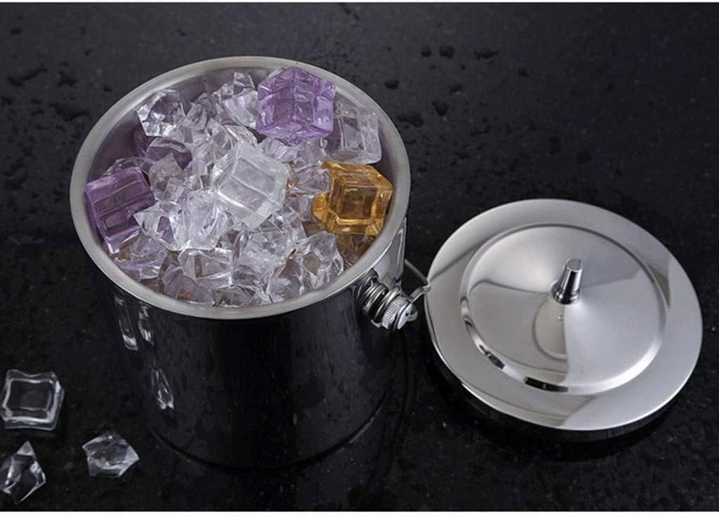 Ice Bucket,Thick Double Stainless Steel with Lid Red Wine Bar Appliance Insulation Cold Champagne Bucket