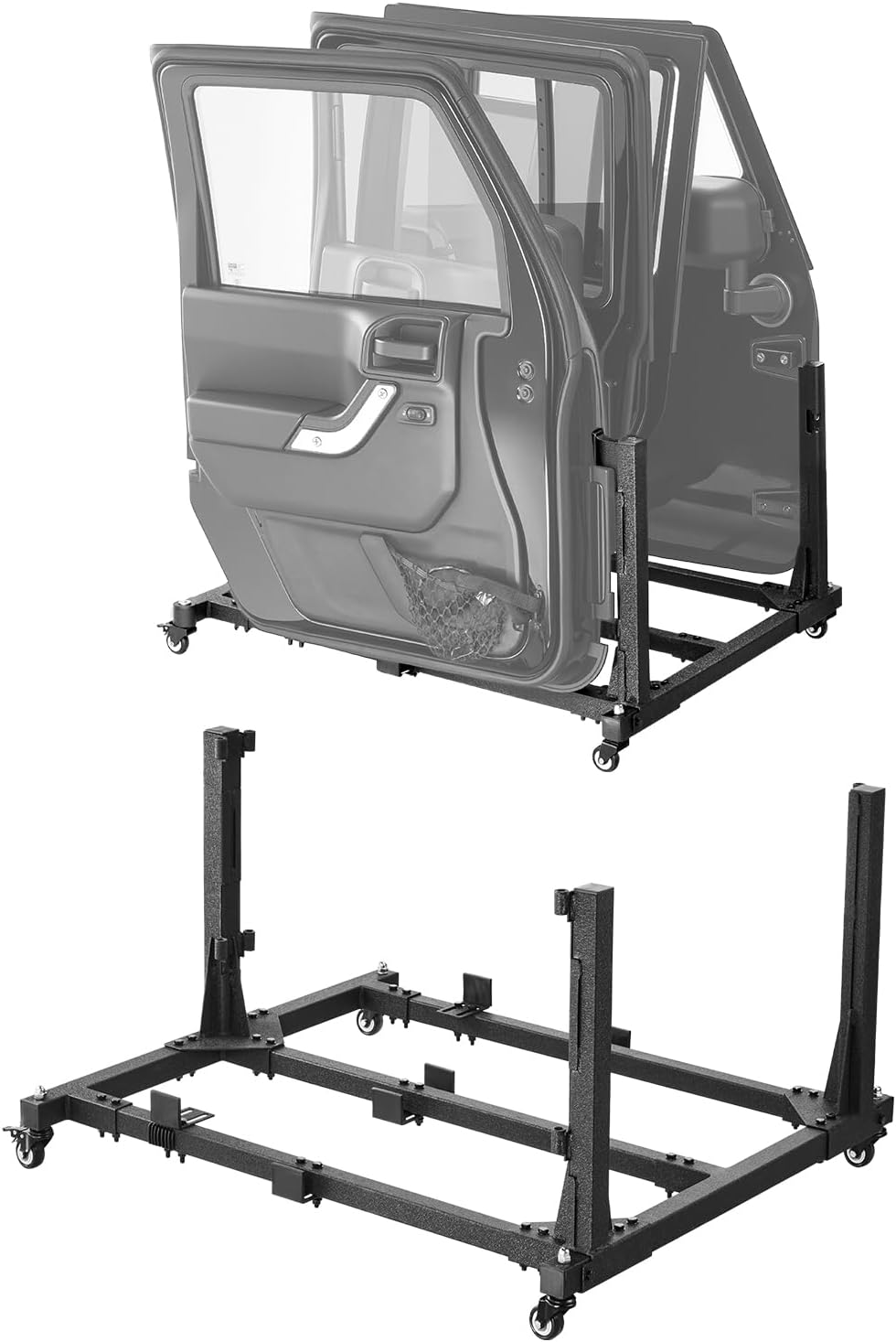 VEVOR Jeep Door Storage Cart, 4 Doors Moveable Storage Cart Rack with Thickened Rubber Cushion, Sturdy Car Door Holder Cart Fit for Jeep Wrangler JK JKU JL Gladiator