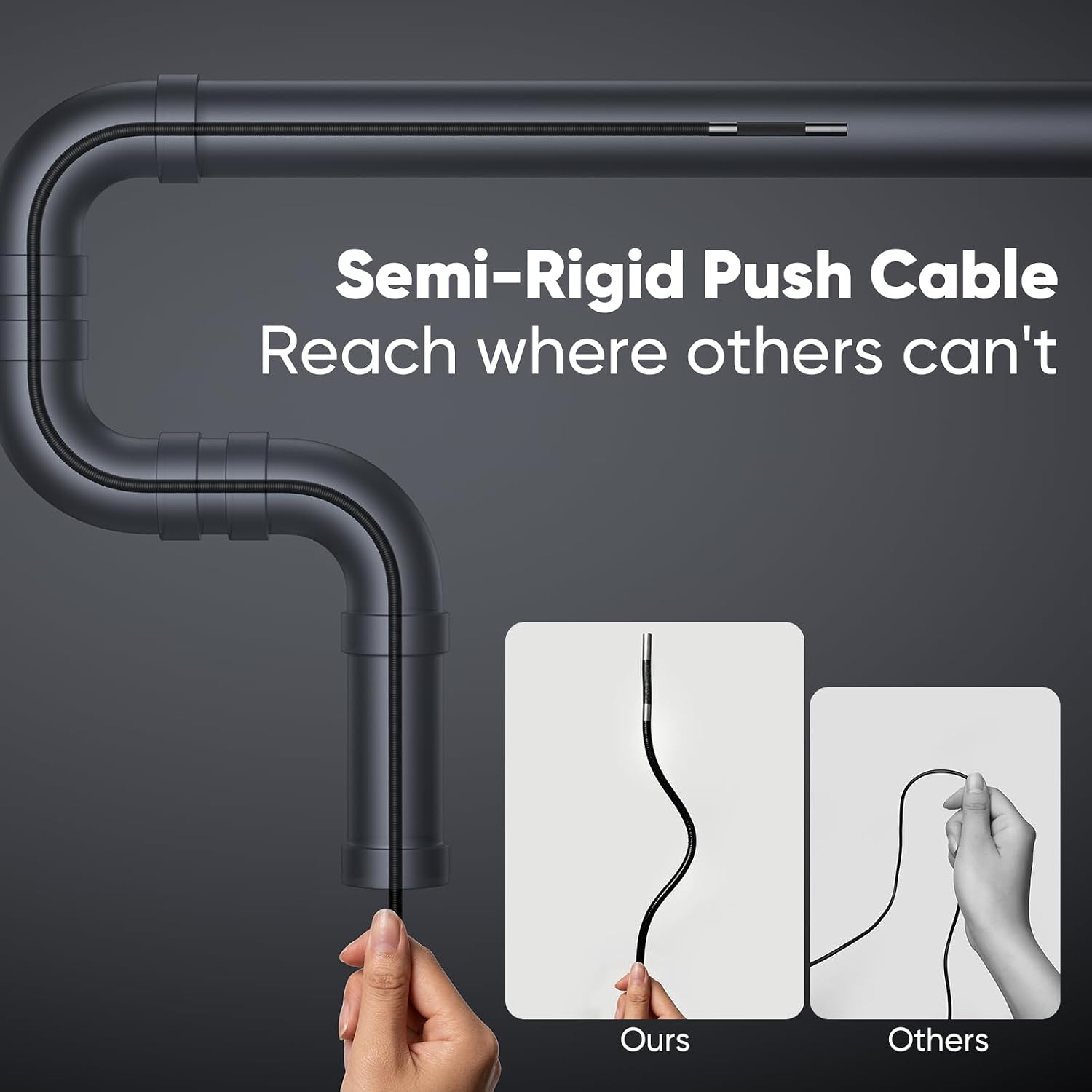 T Takmly Two-Way Articulating Borescope with Light, 210° Steerable 1080P Endoscope Camera, 0.23inch Semi-Rigid Snake Scope, 4.3' IPS Screen, 32GB, 5.5FT for Automotive Engine HVAC Wall Mechanics