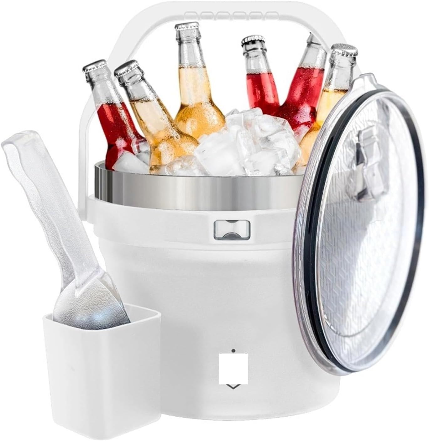 Stainless Steel Large Ice Bucket for Parties, Double-Wall Vacuum Insulated Ice Bucket & Lid, Ice Scoop & Holder.(Red)