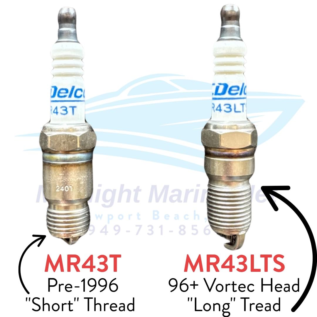 OEM V8 Mercruiser Thunderbolt IV V Ignition Tune up kit Wires Distributor Cap/Rotor Spark Plugs 5.0 5.7 7.4 8.2 350 454 Midnight Marine Service ((82-96) v8 Thunderbolt IV Short Tread Spark Plugs)