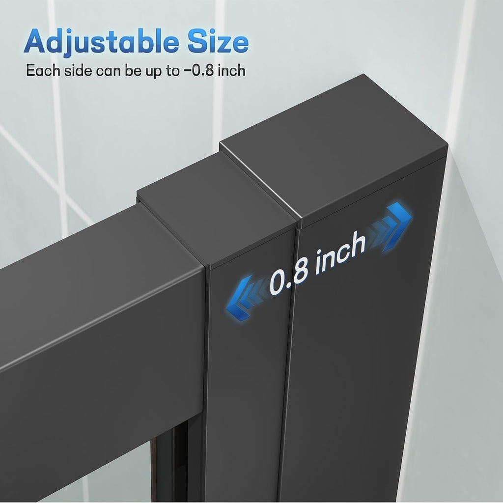 ENSO SENKA Corner Shower Enclosure 34' D X 34' W X72' H Shower Stall for Walk in showering, 1/4' Thick Clear SGCC Tempered Glass Sliding Shower Door, Matte Black (Shower Base Not Included)