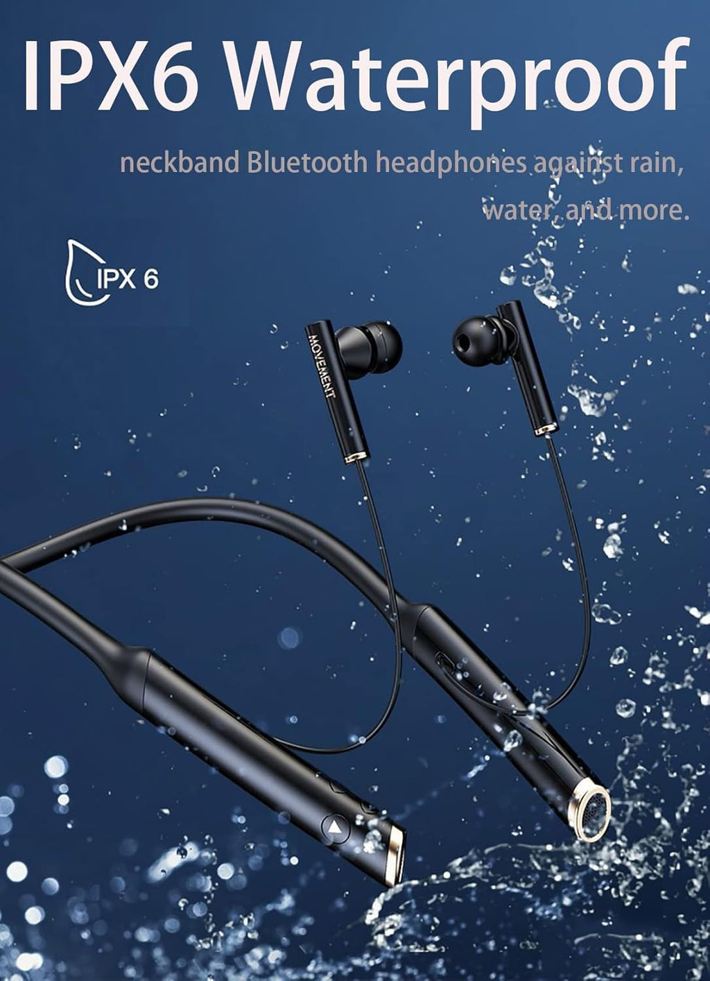 Neckband Earphone Bluetooth Headphones Wireless Earbuds IPX6 Waterproof Sport Earphones, CVC 8.0 Noise Cancelling Headset with Mic for Running, Driving, Working Compatible with Magnetic,Red