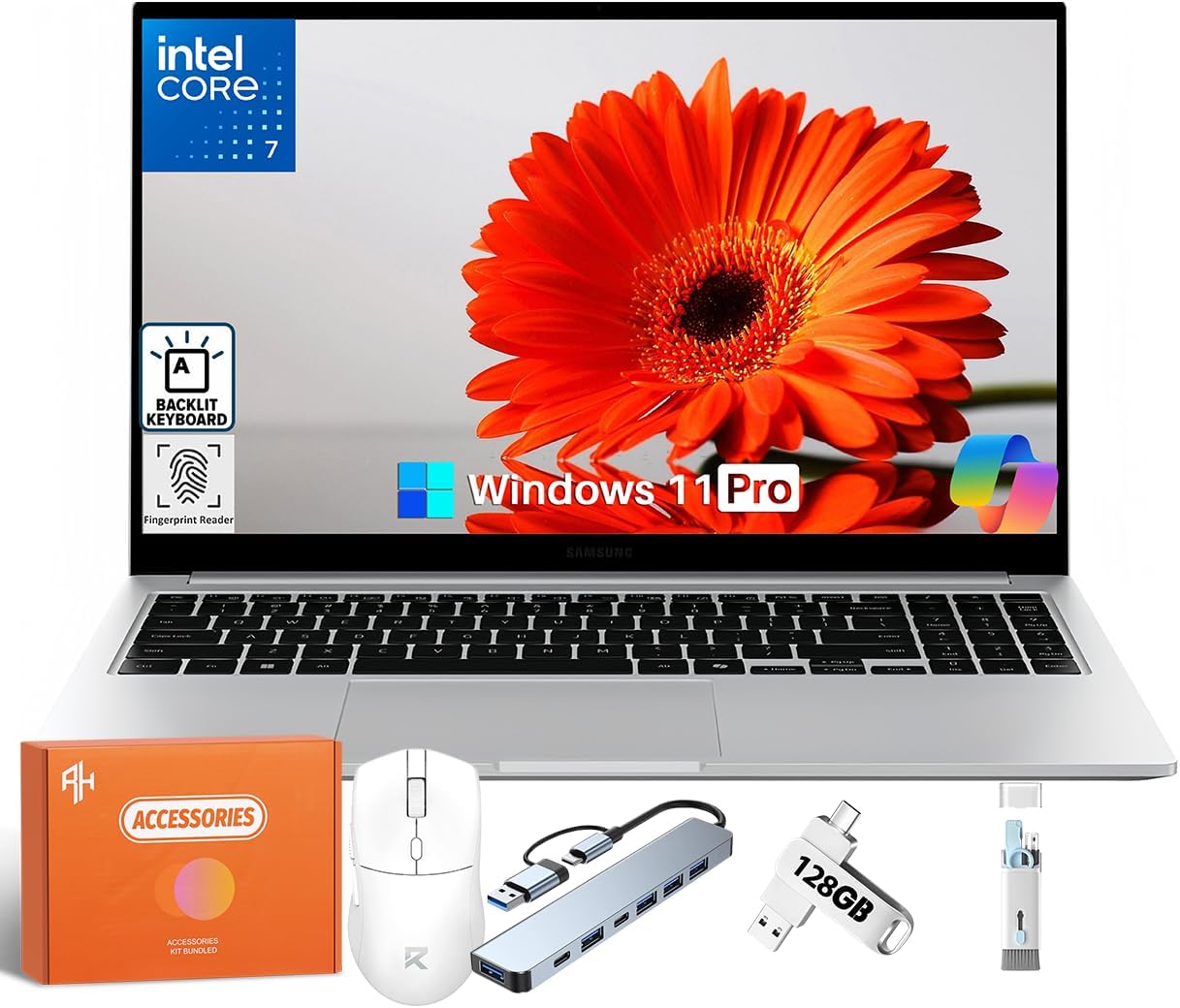 Samsung Galaxy Book4 Business Laptop Copilot AI PC, 15.6 FHD Display, Intel 10-Core 7 150U Processor, 16 GB RAM, 512 GB SSD, Backlit Keyboard, Fingerprint, Wi-Fi, Bluetooth, HDMI, Windows 11 Pro