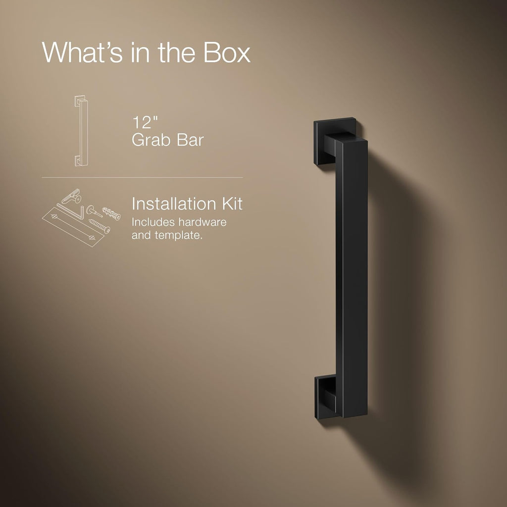 Kohler Square 12 Grab Bar, Metal, Matte Black