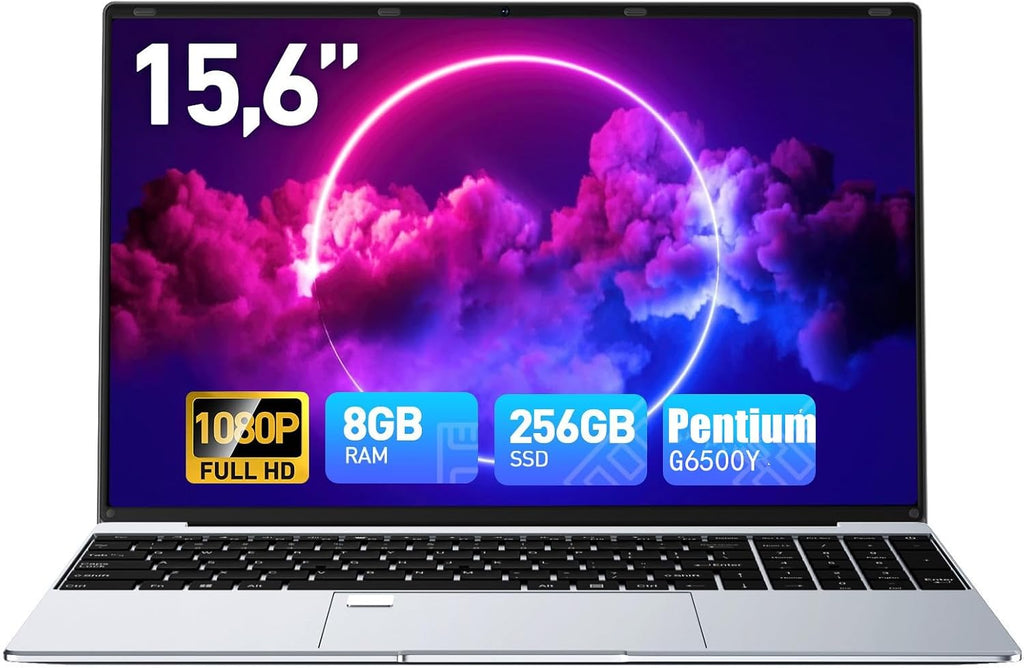 15.6 Inch Laptop Computer 8GB RAM 256GB SSD Win 11 Laptop, Pentium G6500Y Processor(Up to 3.4GHz), 1080P FHD Display, Backlit Keyboard, Fingerprint, USB3.0,WiFi5,Mini HDMI, BT5,Webcam