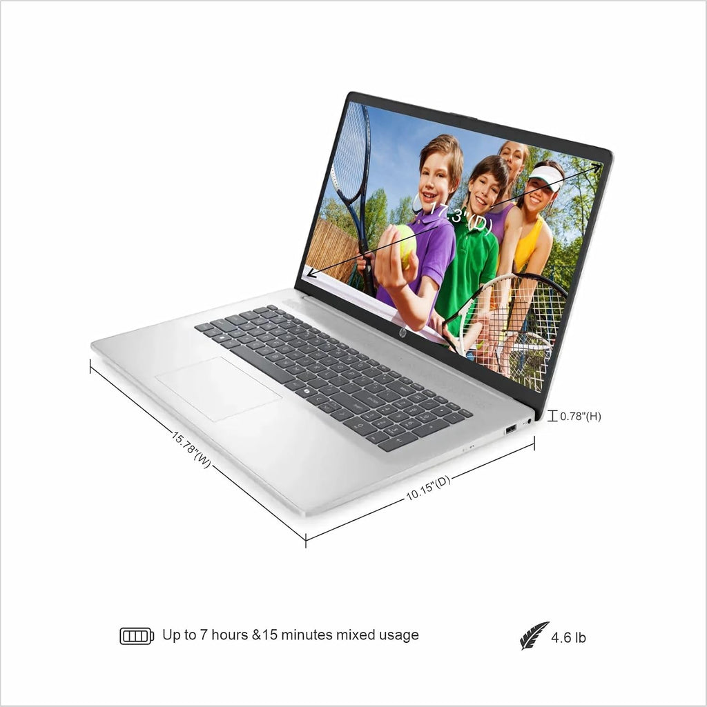 HP 2025 17 inch Laptop for Student & Business | 17.3' HD+ Display | Intel 8-Cores Core i3 CPU | 16GB RAM • 1TB SSD | Long Battery Life | Numeric Keypad | Window 11 Pro | WOWPC Recovery USB | Silver