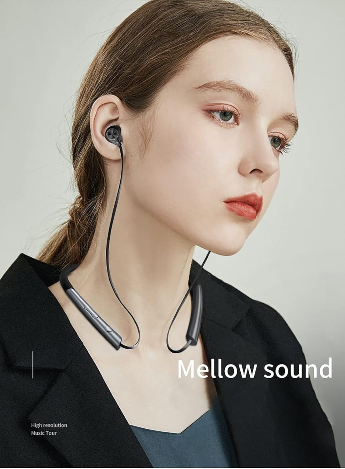 Neckband Earphones Bluetooth 5.0 Headphones CVC8.0 Noise Cancelling Bluetooth Headset Wireless Earbuds Neckband with Mic,9D Deep Bass, 20H Overall Endurance,Sports for Running Driving Working, Black