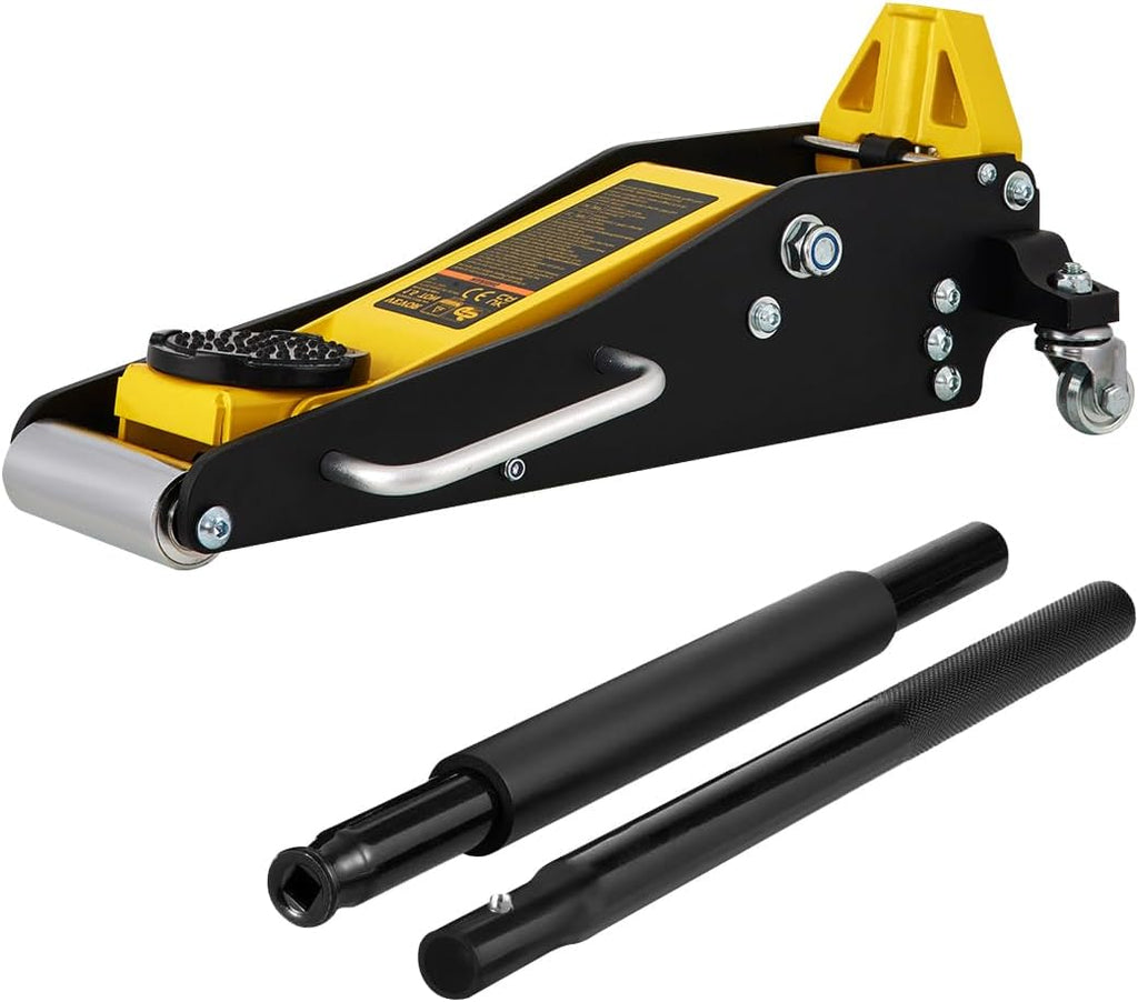 VEVOR Low Profile Floor Jack 1.5 Ton (3300 LBS), Aluminum and Steel Race Ground Elevator with Dual Pistons Quick Lift Pump Auto Repair Car Maintenance, Lifting Range 3-3/20'-14-10/27'