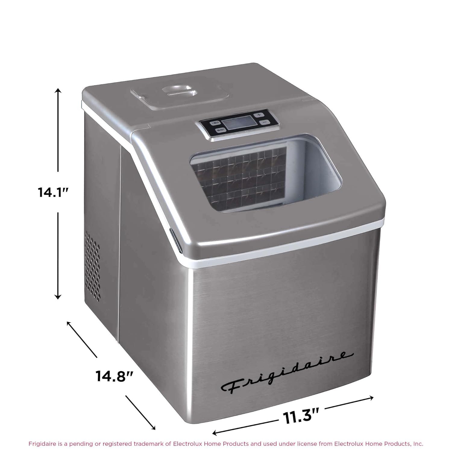 FRIGIDAIRE EFIC452-SS 40 Lbs Extra Large Clear Maker, Stainless Steel, Makes Square Ice