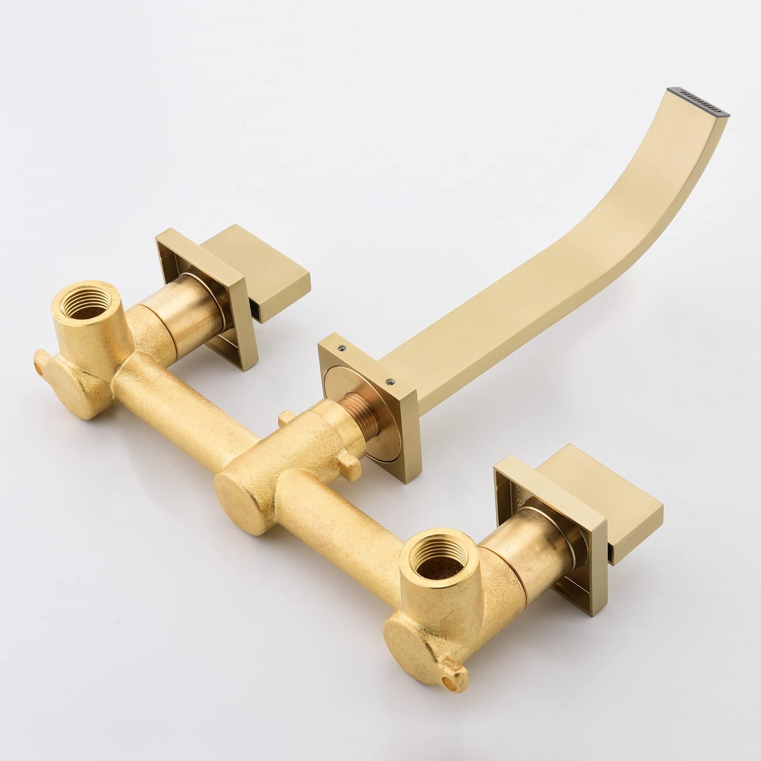 sumerain Gold Bathroom Faucet Wall Mount Bathroom Sink Faucet with Rough in Valve