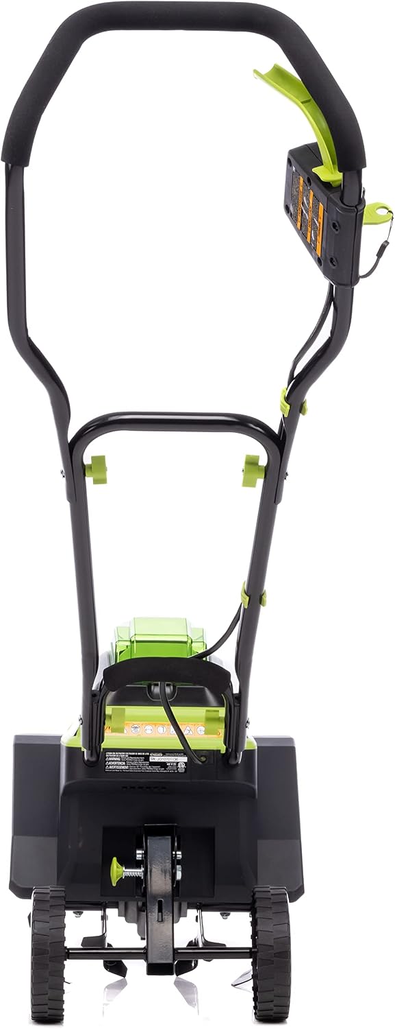 Earthwise Power Tools by ALM TC70040EW 11-Inch 40-Volt Lithium-Ion Cordless Electric Tiller/Cultivator, 4Ah Battery & Charger Included, Green