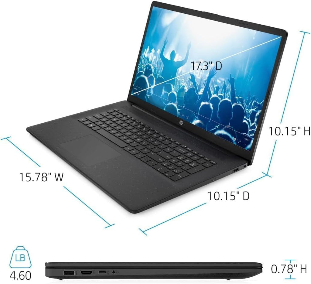 HP 17t-CN300 Personal Laptop, 2025, Free Lifetime Office,Copilot AI Chat, 13th Gen Intel Core i5-1334U (10cores),WiFi 6, Long Battery Life,Windows 11 Pro, Jet Black (12GB RAM | 512GB SSD)