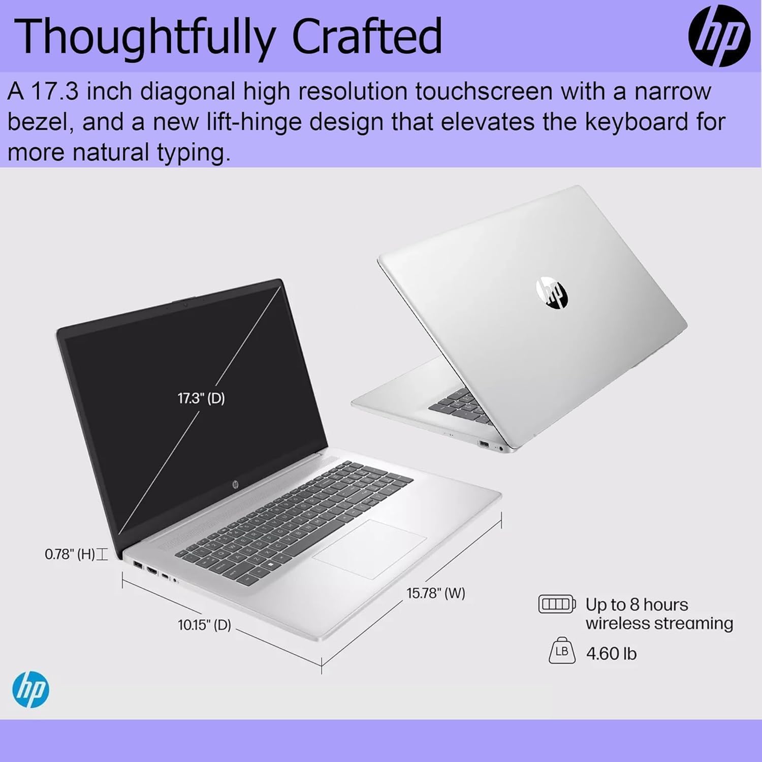 HP 17.3' Touchscreen Chromebook, 8GB RAM, 128GB SSD, Intel 4-Core, HDMI, Type C, ChromeOS Flex, Designed Purely for School and Work | Game App Not Allowed | No Mouse