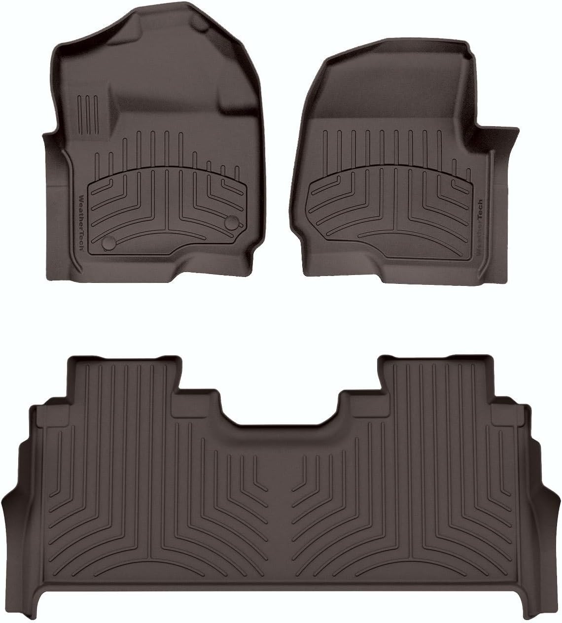 WeatherTech FloorLiner HP Custom Fit Floor Mats for Ford Super Duty - 1st & 2nd Row (471012-1-6IM), Cocoa