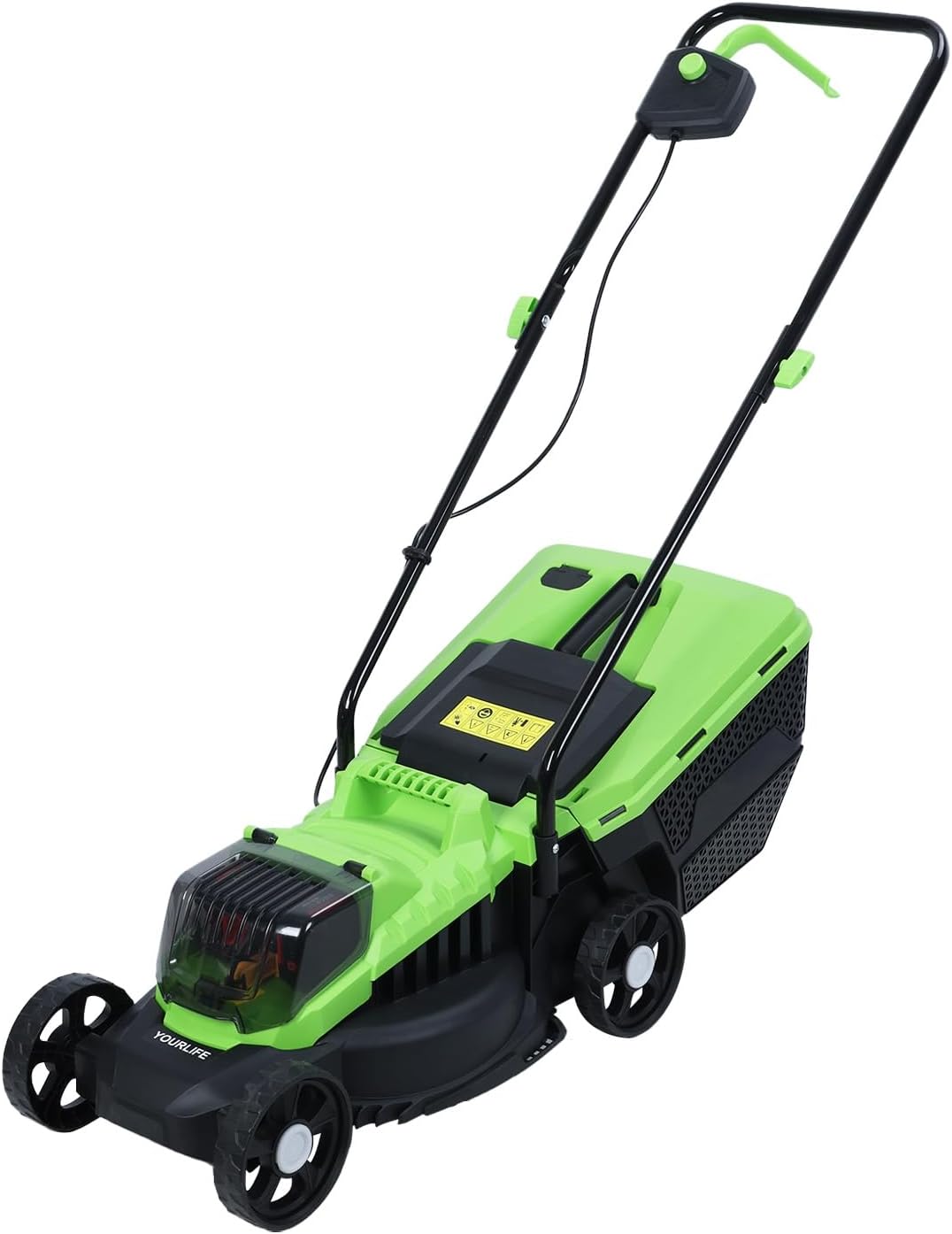 hatleues Electric Lawn Mower Walk-Behind Lawn Mowers,1600W Self Propelled Lawn Mower, 12.6-Inch Cordless Push Lawn Mower with Upgraded Brushless Motor, 30L Grass Tank,Battery and Charger Included Gre
