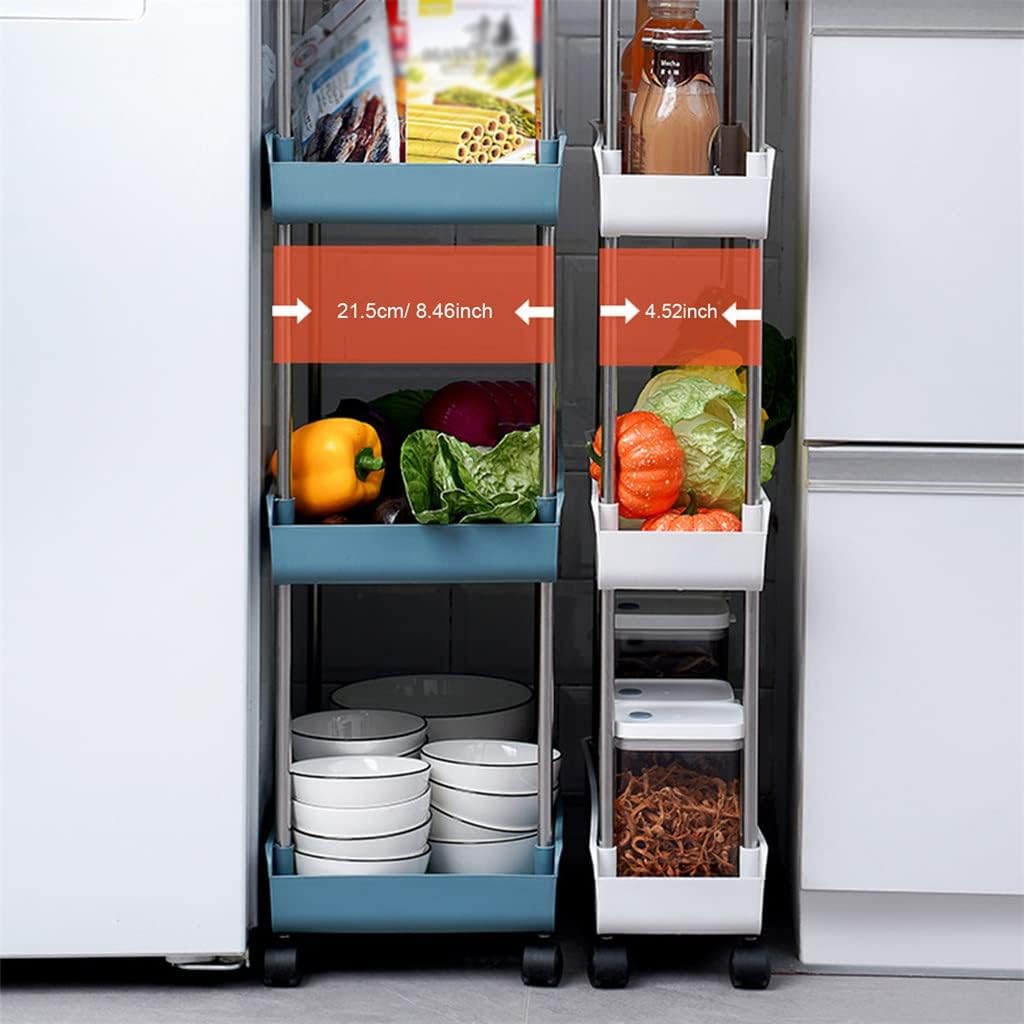 Kitchen Trolley 3/4 Tier Bedroom Snacks Cart Bathroom Storage Rack with Wheels Househlod Standing Shelf (Color : A Size : 1pcs) (A 1pcs)