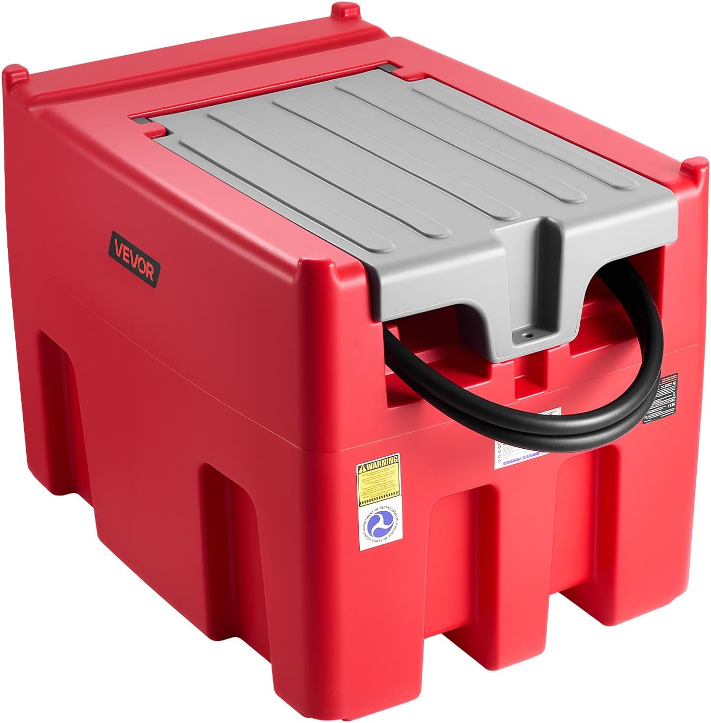 VEVOR Portable Diesel & Gasoline Tank, 116 Gallon, 10 GPM Flow Rate, Gasoline Fuel Tank with 12V Electric Transfering Pump, 13.1ft Hose, Auto Fueling Nozzle, Transfer Tank for Easy Transportation, Red