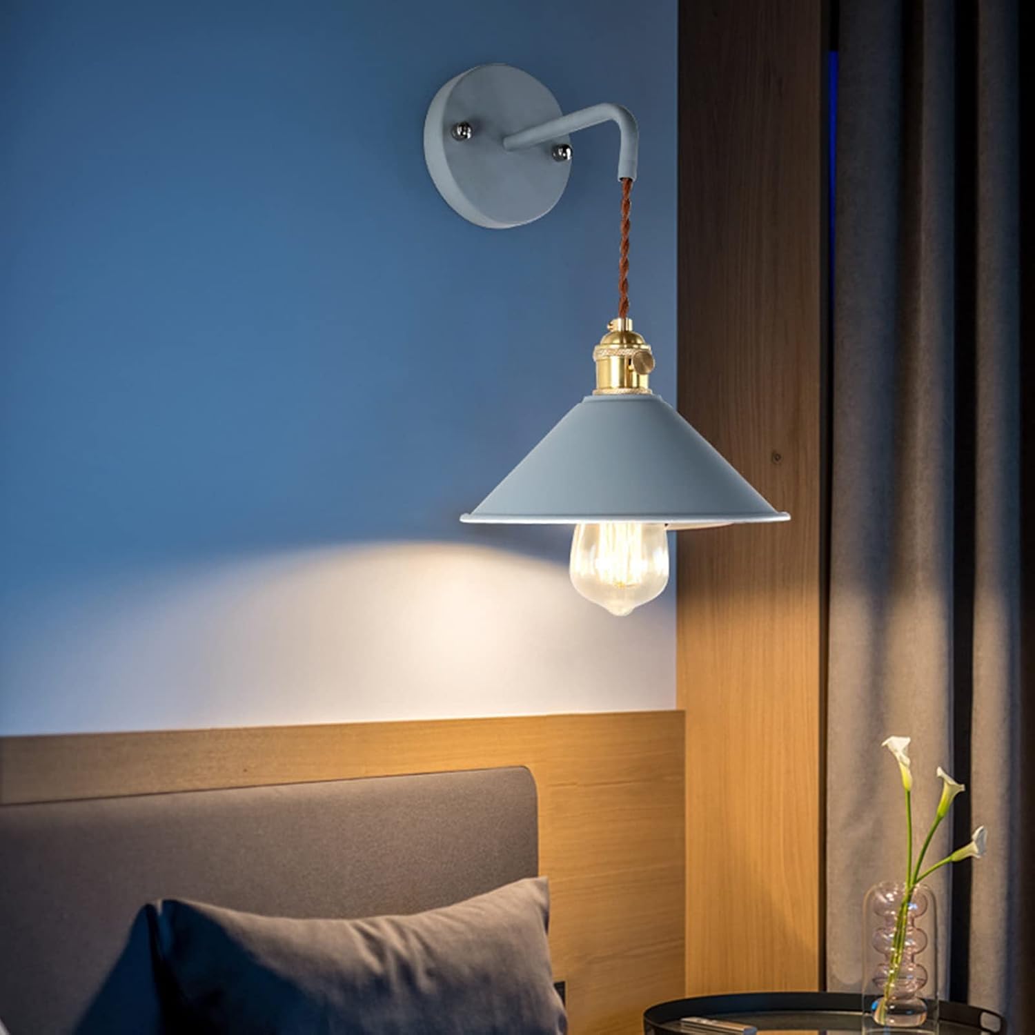 Nordic Wall Sconce Lamps - Macaron E26 Edison Copper Wall Mounted Lighting Fixture, Frosted Paint Body for Bedside & Bathroom Vanity Lights