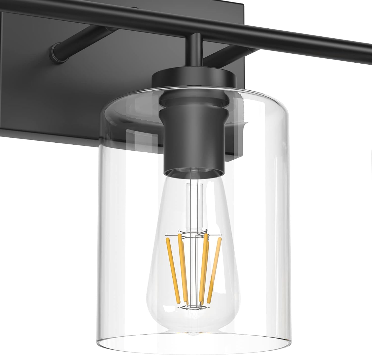 Aipsun 5 Lights Black Vanity Lights Fixtures Over Mirror with Clear Glass Shades Industrial Wall Light Fixture for Bathroom(Exclude Bulb)