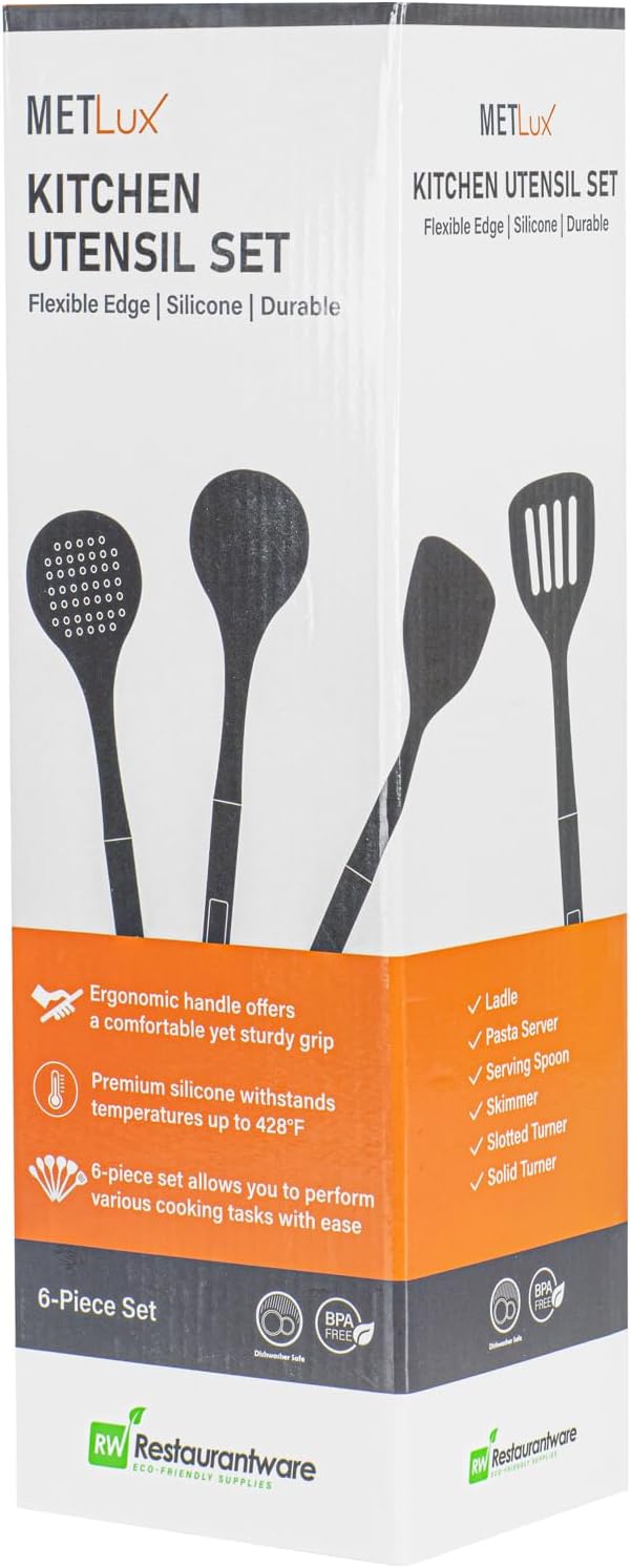 Restaurantware Silicone Utensil Set Pack of 10 Non-Slip Handle 6-Piece Kitchen Tool Set, Heat-Resistant Dishwasher-Friendly Cooking Accessories, Durable Purple Cooking Utensils