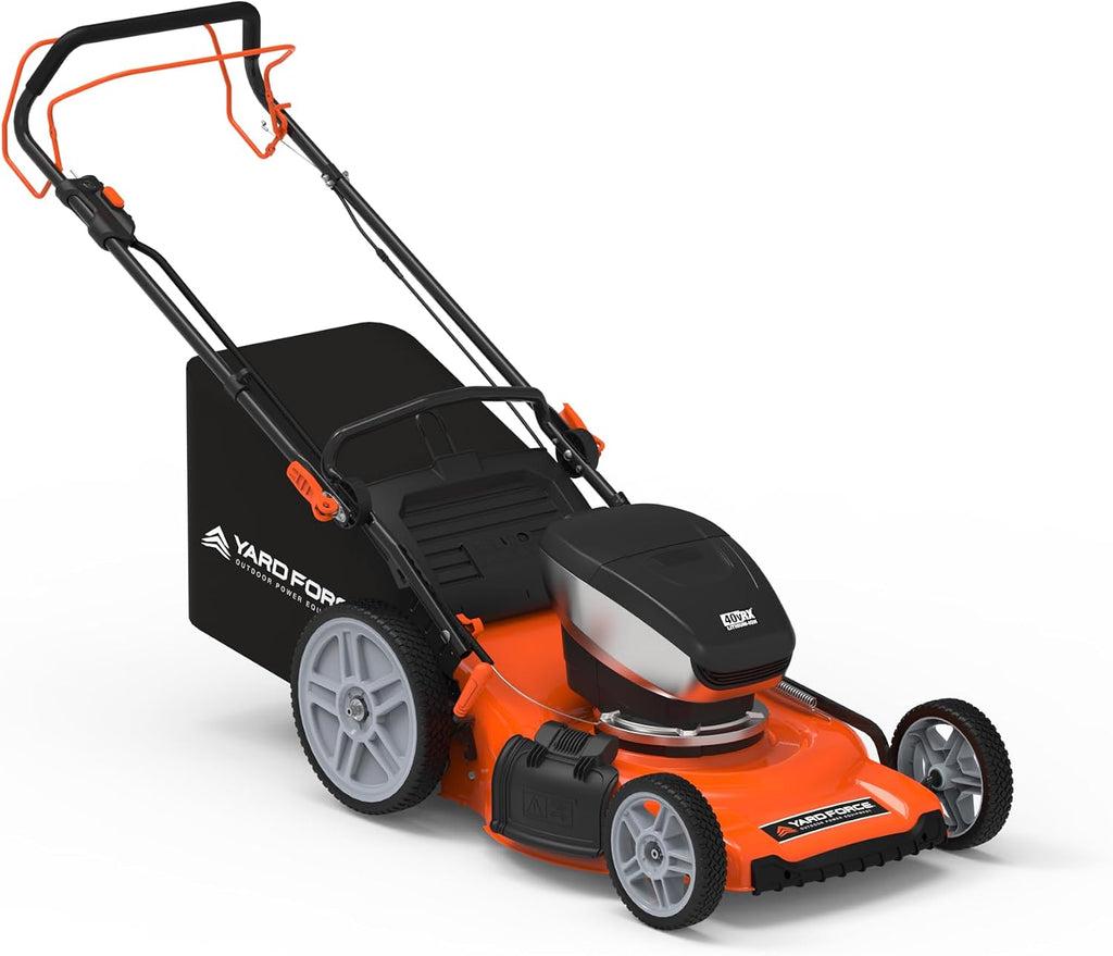 Yard Force Electric YF40VRX21-SP 21' Cordless Lawn Mower – 40V Lithium-Ion Battery, 3-in-1 Self-Propelled, Adjustable Cutting Heights, Brushless Motor. 2X Batteries Included.