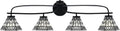 Toltec Lighting Cavella 4-Light Bath Bar – Modern Vanity Light Fixture for Bathroom – Dimmable and LED-Compatible Wall Light – Matte Black Finish, 7' Pewter Art Glass