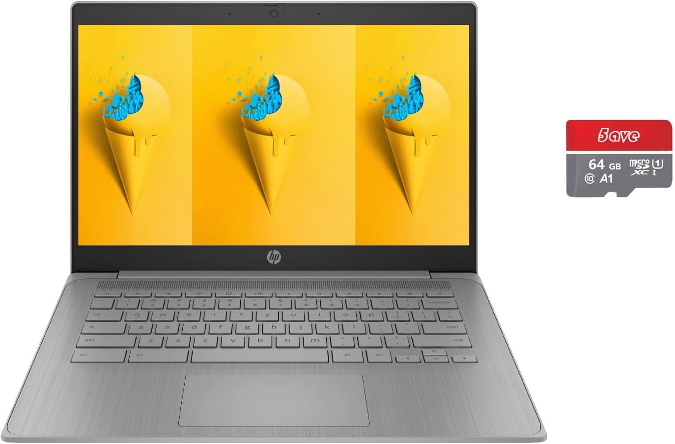 HP HD 14' Chromebook Laptop for Student and Business, Intel Celeron Processor N4120, 4GB RAM 128GB Storage(64GB eMMC + 5ave 64GB Flash Memory), Wi-Fi, Bluetooth, HDMI, Chrome Os, Modern Gray