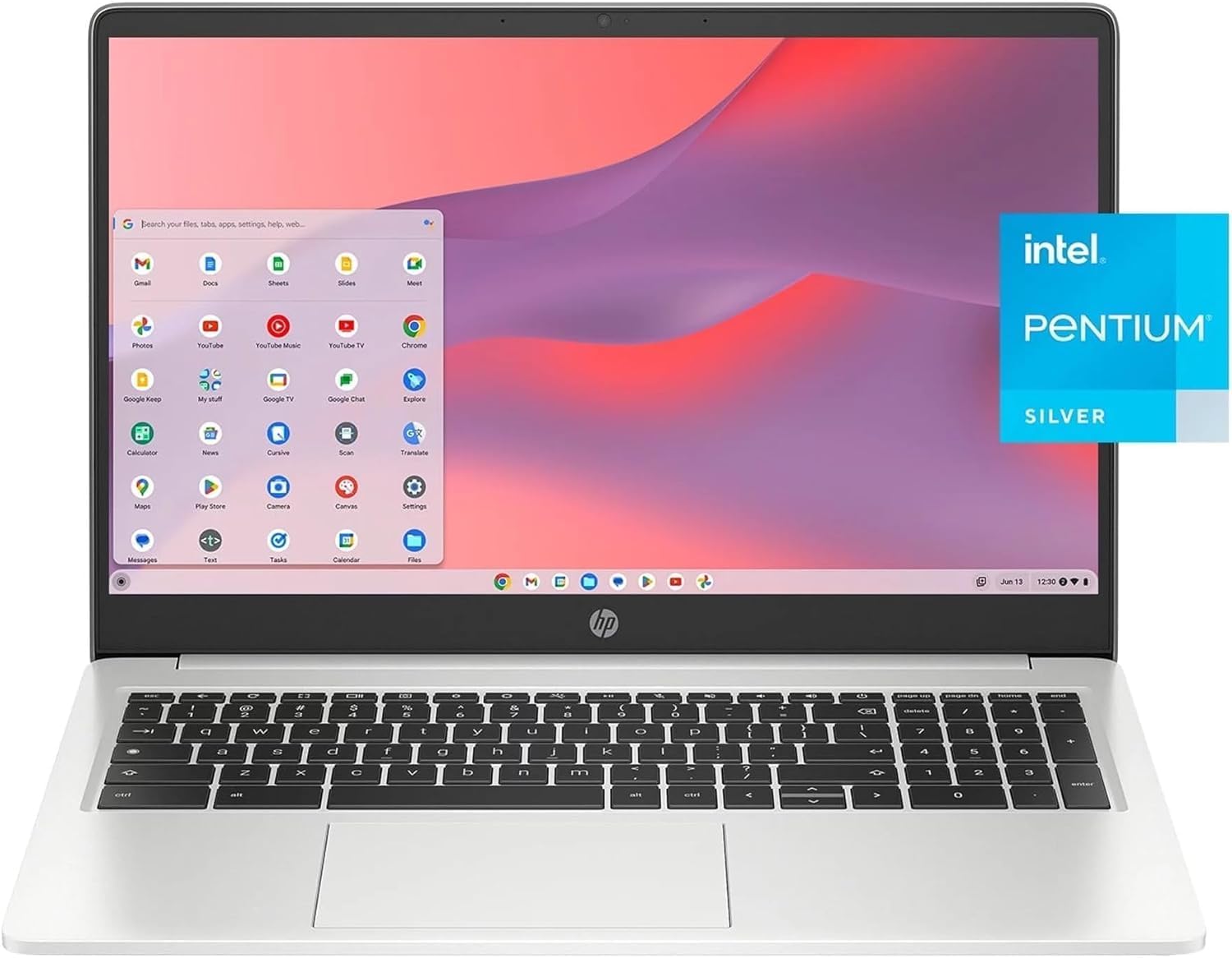 HP Laptop 15 Chromebook in Silver 15.6in HD Pentium Quad Core 8GB RAM 128GB Storage WiFi Webcam 4K Grahics Chrome OS (15a – Renewed)