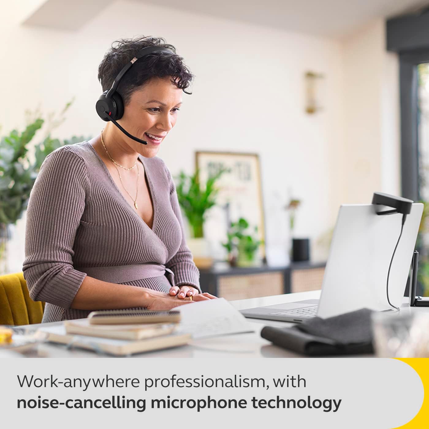 Jabra Evolve2 55 Stereo Wireless Headset with Charging Stand AirComfort Technology, Noise-Cancelling Mics & Active Noise Cancellation - MS Teams Certified, Works with Other Platforms - Black