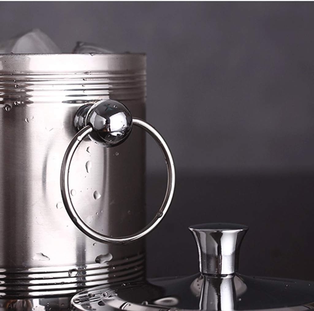 ice bucket, Candy Ice Bucket - Double Walled Stainless Steel Ice Bucket with Ice Tongs, Scoop, Lid, and Exclusive Handmade Nylon