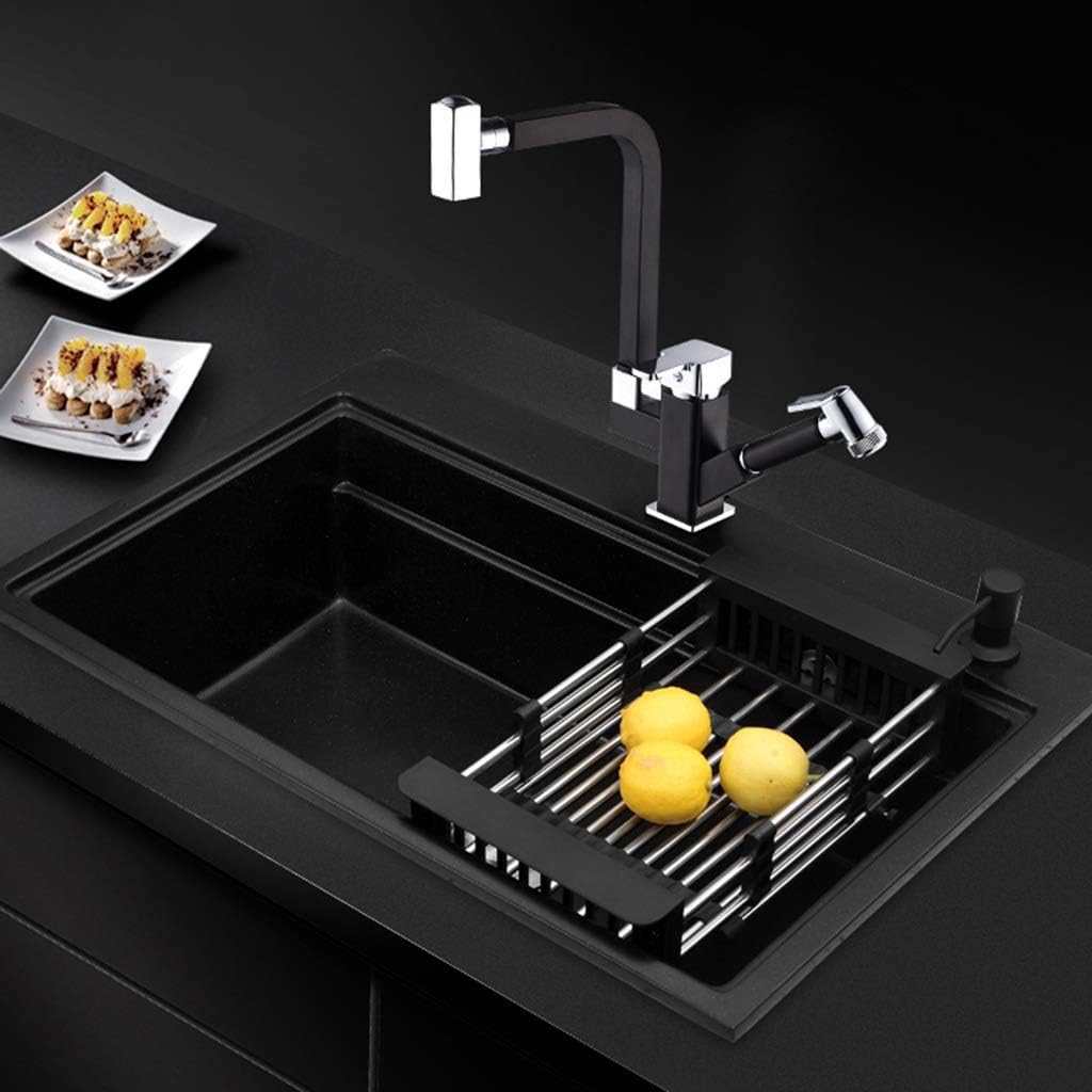 Kitchen Sinks Bath Fixtures Square Sink Black Kitchen Wash Basin Bathroom Washing Hands Sink Kitchen Cleaning Pool Makeup Big Pool Quartz Stone Single Mouth S