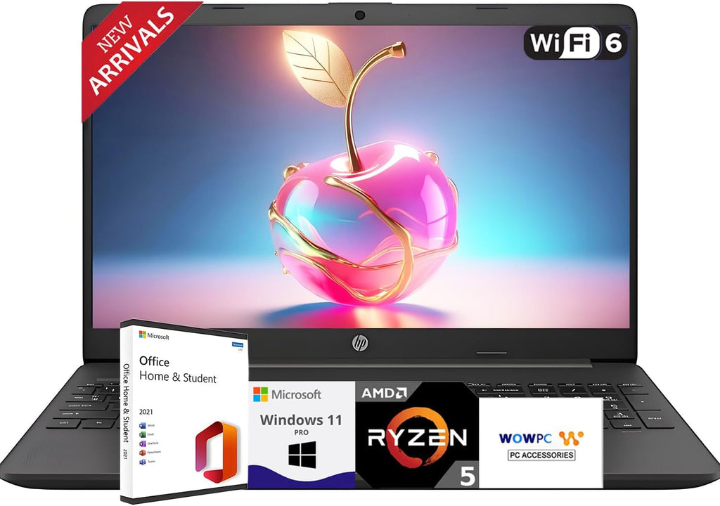 HP 2025 New 15.6' Business and Student Laptop, AMD Ryzen 5 7000-Series(Outperforms i7-1165G7), 32GB RAM, 2TB SSD, Ultra Quiet Design, Long Battery Life, Windows 11 Pro with Microsoft Office, WOWPC