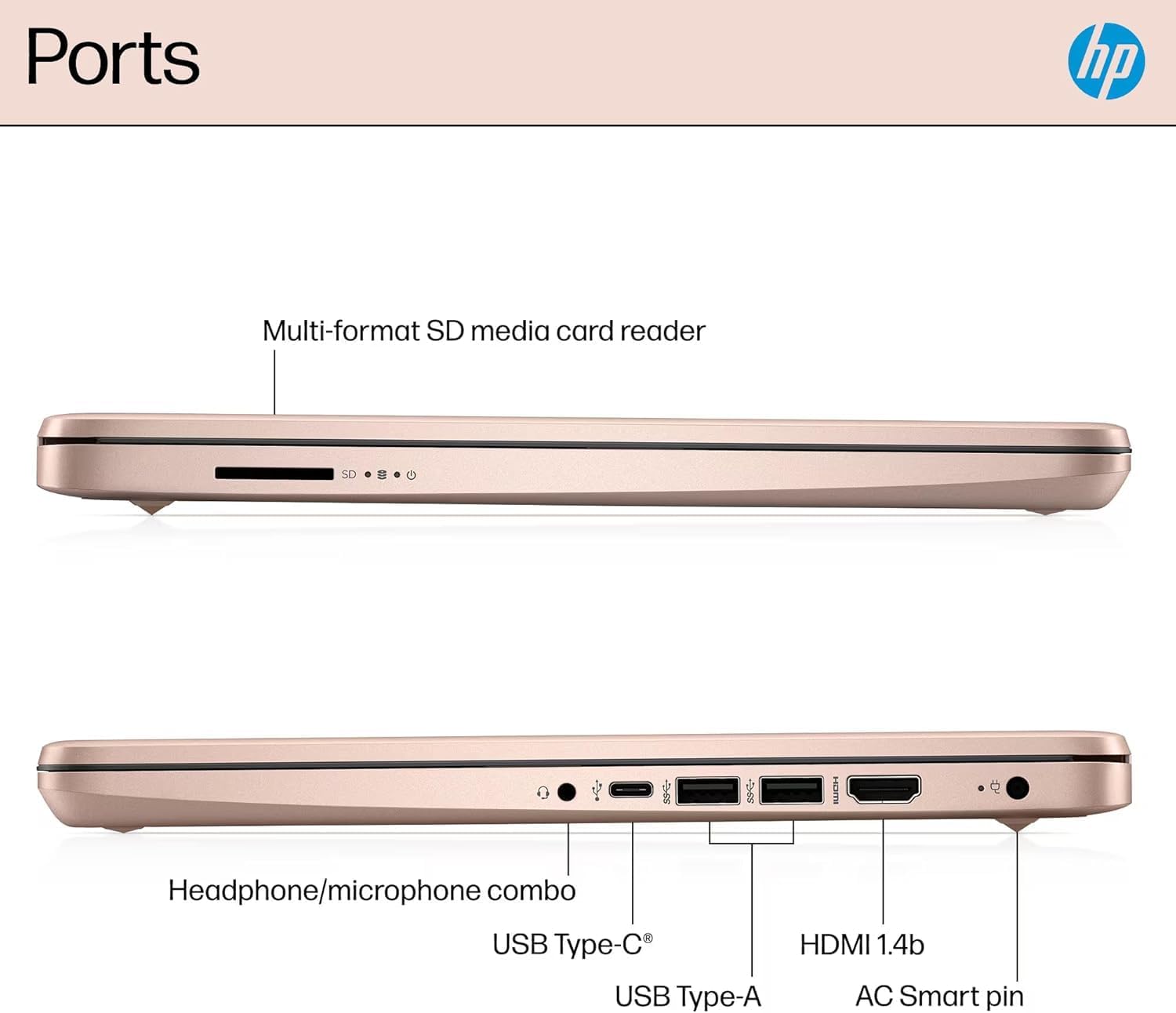 HP 14 Laptop Student Business 2025 Flagship, AI Copilot, 4-Core 13th Gen Intel CPU, 16GB RAM, 128GB UFS Storage, 1-Yr Office 365, Long Battery, Win 11S Rose Gold