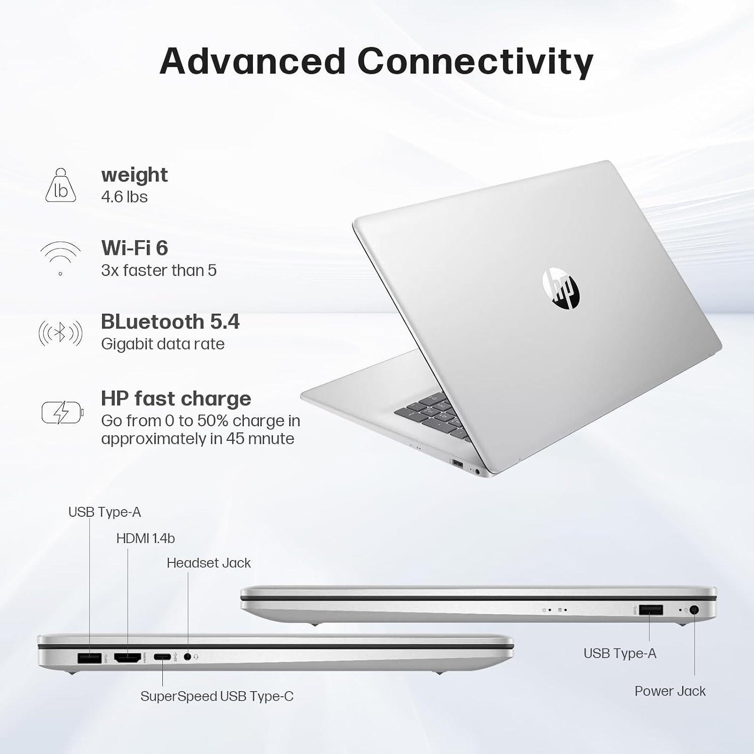 HP 17 Inch Laptop Computer for Business & Students, 17.3' HD+ Display, Intel 10-Core i5-1334U Up to 4.6 GHz, 32 GB RAM, 1 TB SSD, Fingerprint Reader, Backlit Keyboard, Wi-Fi 6, Webcam, Windows 11 Pro