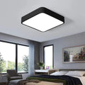 LED Ceiling Light Fixture,24 Inch Modern Square Recessed Ceiling Lights, Dimmable Light,64W Black Close to Ceiling Lighting Flush Mount Living Room Bedroom,3000K-6000K