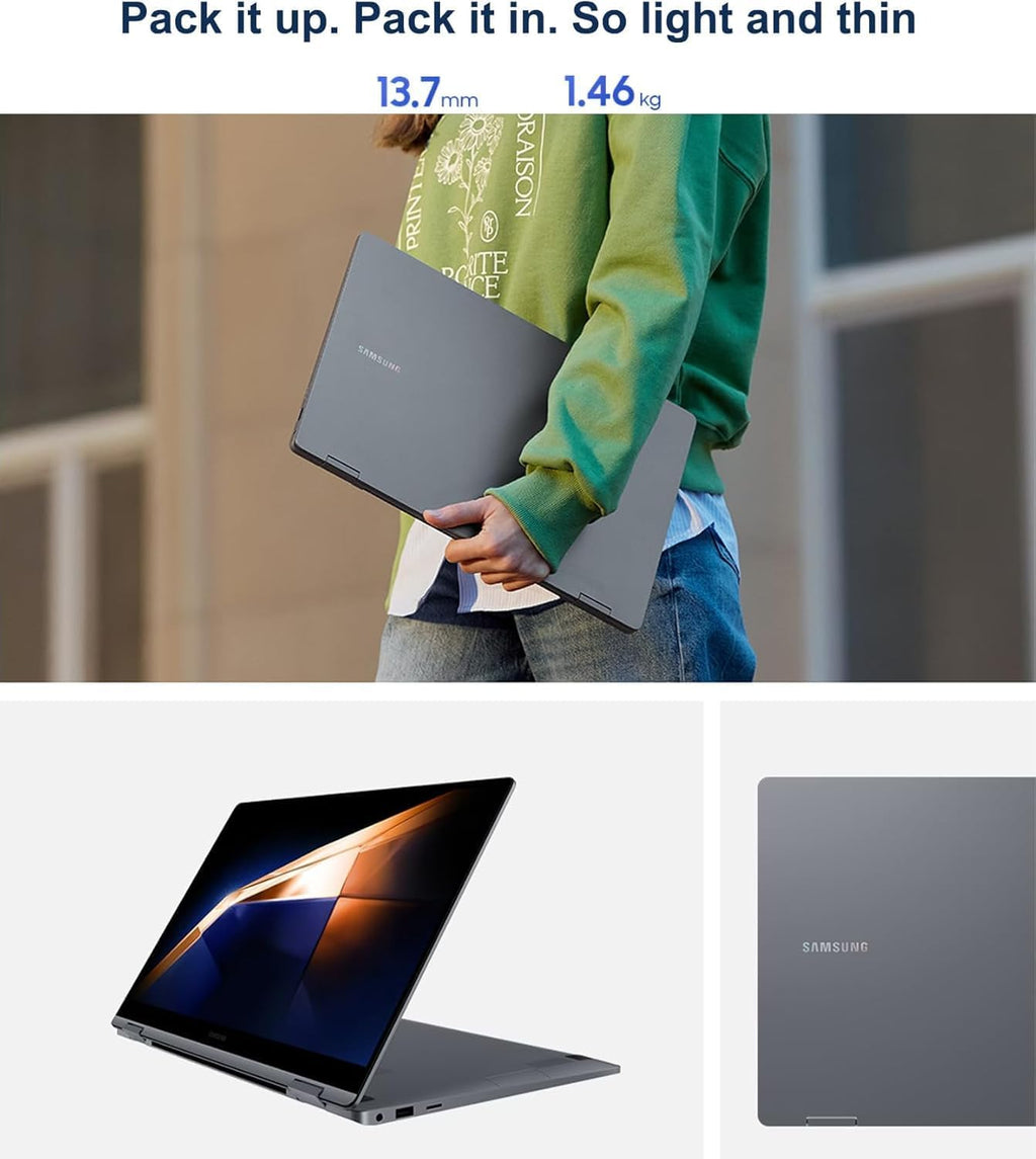 Samsung Galaxy Book4 360 2 in 1 Touchscreen Laptop (Intel Core i7 150U (> i7-1355U), 16GB DDR5, 512GB SSD) 15.6' FHD AMOLED, AI PC for Designer, Creator, Fingerprint, IST Hub, Win 11 Home, NP750QGK