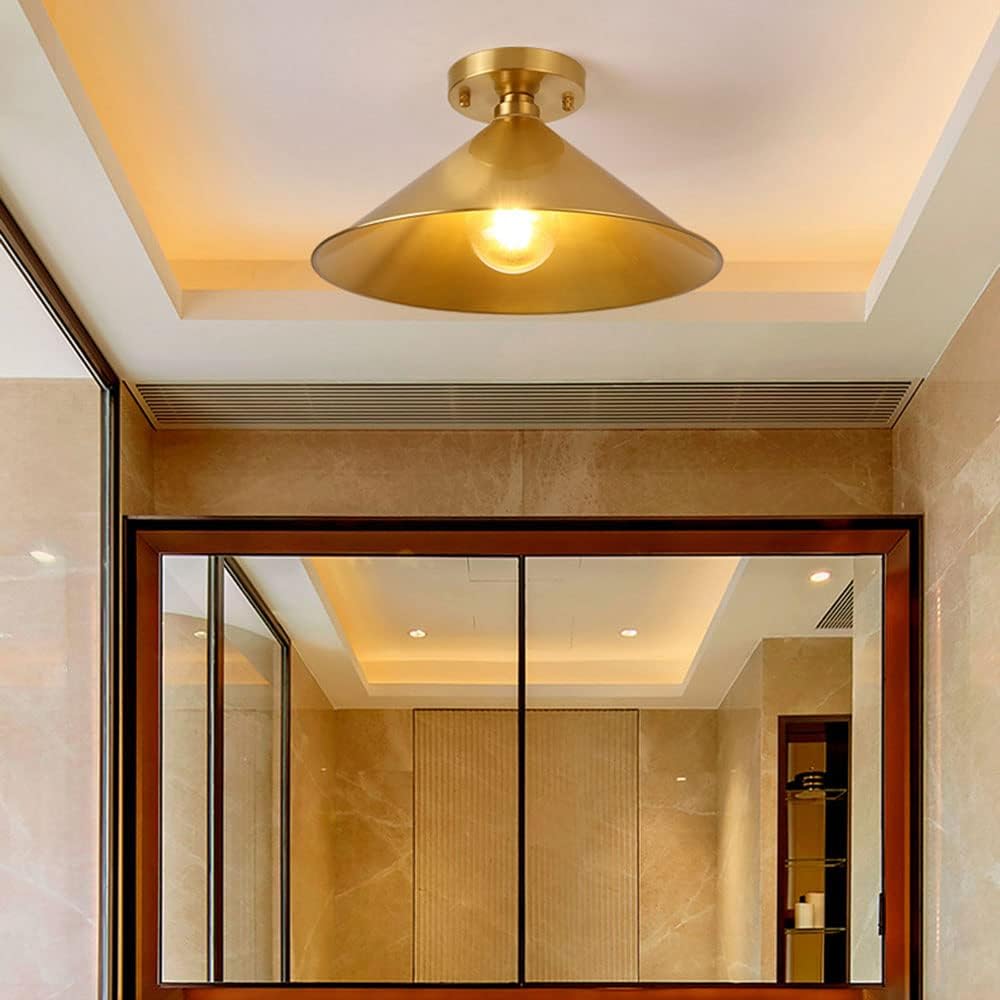 Industrial Style Chandelier Minimalist Ceiling Lamp Fixture Bedroom Flush Mount Light E27 Metal Shade Decoration Lighting Fixtures Amen Retro Brass,C